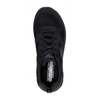 Skechers, Pantofi sport cu garnituri de piele Track Syntac, Negru, 41