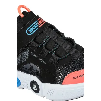 Skechers, Pantofi sport cu velcro Gametronix, Corai, Albastru aquamarin, Negru, 31 EU