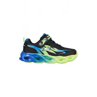 Skechers, Pantofi sport cu velcro si LED-uri Thermo-Flash - Heat-Flux, Verde lime, Albastru, Negru, 30 EU