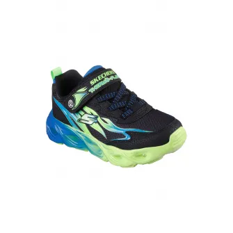 Skechers, Pantofi sport cu velcro si LED-uri Thermo-Flash - Heat-Flux, Verde lime, Albastru, Negru, 30 EU