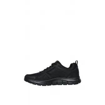 Skechers, Pantofi sport de piele, cu insertii textile Track Scloric, Negru, 45.5