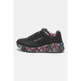 Skechers, Pantofi sport de piele ecologica Uno Lite - Lovely Luv, Negru, 30 EU