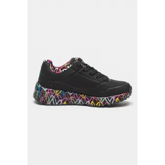 Skechers, Pantofi sport de piele ecologica Uno Lite - Lovely Luv, Negru, 30 EU