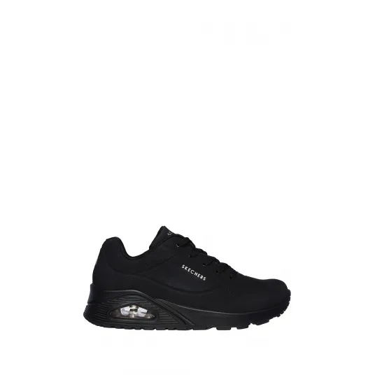 Skechers, Pantofi sport de piele nabuc ecologica, cu perforatii Uno - Stand On Air, Negru, 38
