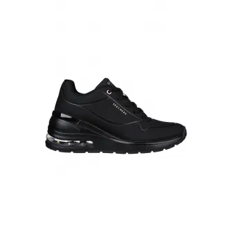 Skechers, Pantofi sport wedge de piele ecologica Million Air - Elevat, Negru, 37