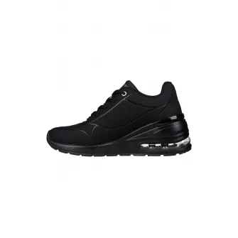 Skechers, Pantofi sport wedge de piele ecologica Million Air - Elevat, Negru, 38