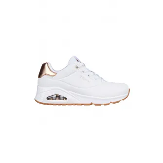 Skechers, Pantofi sport wedge Uno - Golden Air, Alb, Auriu rose, 37