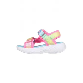 Skechers, Sandale cu velcro si model colorblock Unicorn Dream, Albastru aquamarin, Galben, Roz, 21 EU