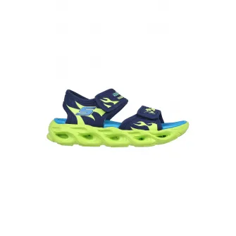 Skechers, Sandale din material textil cu velcro Thermo-Splash Heat-Flo, Albastru marin, Verde lime, 32 EU
