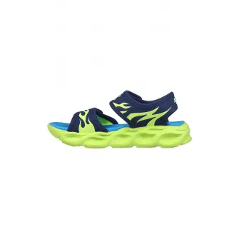 Skechers, Sandale din material textil cu velcro Thermo-Splash Heat-Flo, Albastru marin, Verde lime, 32 EU
