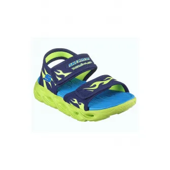 Skechers, Sandale din material textil cu velcro Thermo-Splash Heat-Flo, Albastru marin, Verde lime, 32 EU