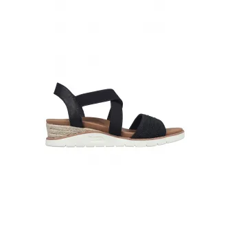 Skechers, Sandale-espadrile wedge Arch Fit Beach Kiss, Negru, 36
