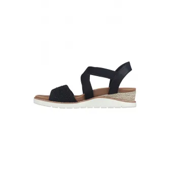 Skechers, Sandale-espadrile wedge Arch Fit Beach Kiss, Negru, 36
