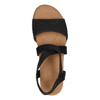 Skechers, Sandale-espadrile wedge Arch Fit Beach Kiss, Negru, 36