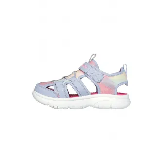 Skechers, Sandale fisherman de piele ecologica, Liliac prafuit, 32 EU