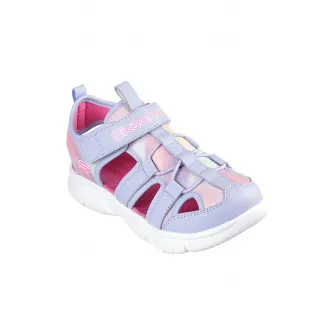 Skechers, Sandale fisherman de piele ecologica, Liliac prafuit, 32 EU
