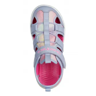 Skechers, Sandale fisherman de piele ecologica, Liliac prafuit, 32 EU