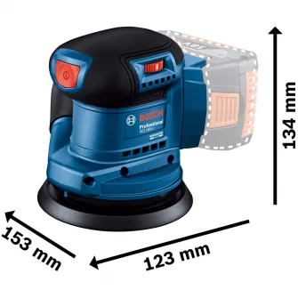Slefuitor cu excentric pe acumulator Bosch Professional GEX 185-LI, 18 V, 125 mm diametru disc, 10.000 RPM, 20.000 vibratii/min, sac colector praf, fara acumulator/incarcator