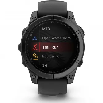Smartwatch Garmin, fenix E, 47mm, AMOLED, Slate Gray Steel, Black Silicone Band