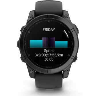 Smartwatch Garmin, fenix E, 47mm, AMOLED, Slate Gray Steel, Black Silicone Band