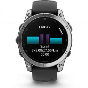 Smartwatch Garmin fenix E, 47mm, AMOLED, Stainless Steel, Black Silicone Band