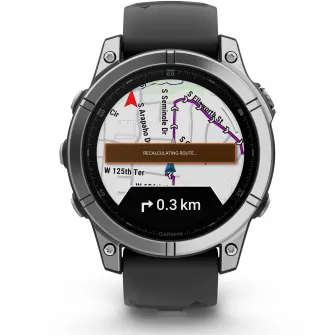 Smartwatch Garmin fenix E, 47mm, AMOLED, Stainless Steel, Black Silicone Band