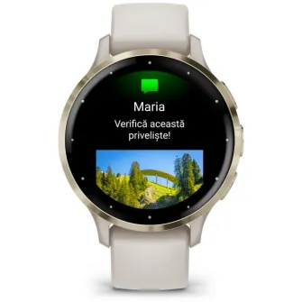 Smartwatch Garmin Venu 3S, GPS, Wi-Fi, curea silicon, Ivory/Soft Gold