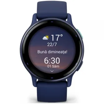 Smartwatch Garmin vivoactive 5, GPS, 42mm, curea silicon, Metallic Navy/Navy