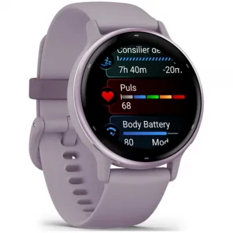 Smartwatch Garmin vivoactive 5, GPS, 42mm, curea silicon, Metallic Orchid/Orchid