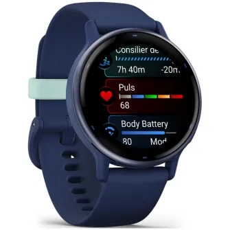 Smartwatch Garmin vivoactive 5, GPS, 42mm, curea silicon, Metallic Navy/Navy