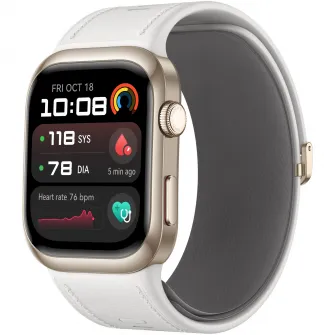 Smartwatch Huawei Watch D2, Gold aluminum alloy Case, White Composite Leather Strap