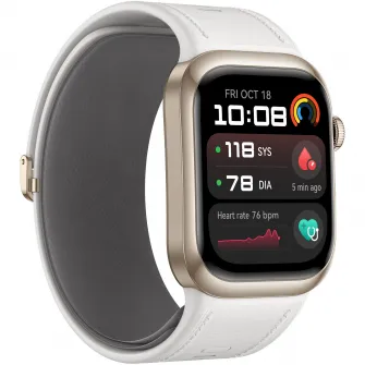 Smartwatch Huawei Watch D2, Gold aluminum alloy Case, White Composite Leather Strap