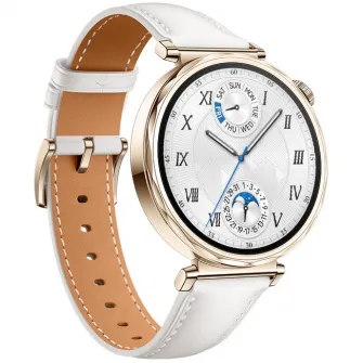 Smartwatch Huawei Watch GT 5, 41MM, Pale Gold Stainless Steel Case, White Composite Leather Strap