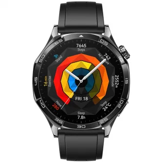Smartwatch Huawei Watch GT 5, 46MM, Deep Tarnish Stainless Steel Case, Black Fluoroelastomer Strap