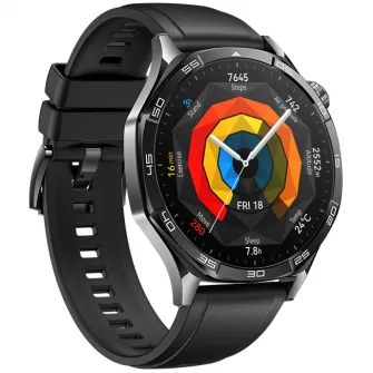 Smartwatch Huawei Watch GT 5, 46MM, Deep Tarnish Stainless Steel Case, Black Fluoroelastomer Strap