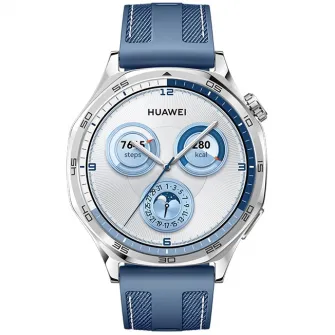 Smartwatch Huawei Watch GT 5, 46MM, Tarnish Stainless Steel Case, Blue Woven Strap