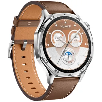 Smartwatch Huawei Watch GT 5, 46MM, Tarnish Stainless Steel Case, Brown Composite Leather Strap