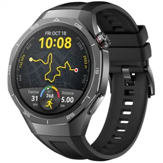 Smartwatch Huawei Watch GT 5 Pro, 46MM, Tarnish Titanium Case, Black Fluoroelastomer Strap