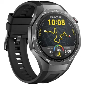 Smartwatch Huawei Watch GT 5 Pro, 46MM, Tarnish Titanium Case, Black Fluoroelastomer Strap