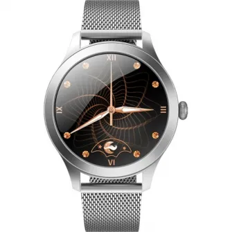 Smartwatch Maxcom FW42, Stainless steel, bratara plasa metalica, Argintiu