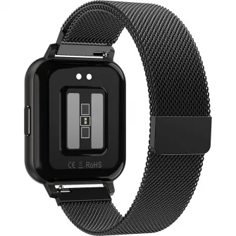Smartwatch Maxcom FW45 Aurum 2, bratara plasa metalica, Gri inchis