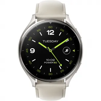 Smartwatch Xiaomi Watch 2, Carcasa Titan Gray, White Leather Strap