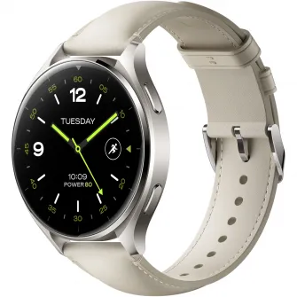 Smartwatch Xiaomi Watch 2, Carcasa Titan Gray, White Leather Strap