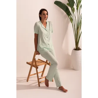 Sofiaman, Pijama din amestec de micromodal Cameron, Verde pal, 2XL