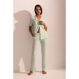 Sofiaman, Pijama din amestec de micromodal Cameron, Verde pal, 2XL