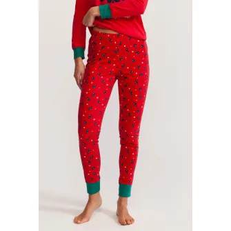 Soft & Seven BY SOFIAMAN, Pijama slim fit de bumbac cu imprimeu de Craciun, Rosu, Verde, 3XL