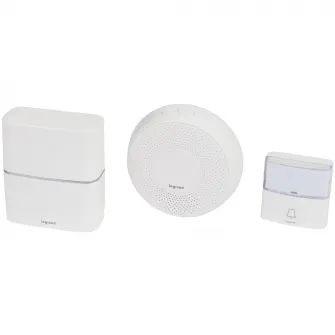 Sonerie dubla wireless Legrand Serenity, USB, MP3, 30 tonuri, 85 Db, 1.5V/230V, IP54/IP20, 200m, Alb