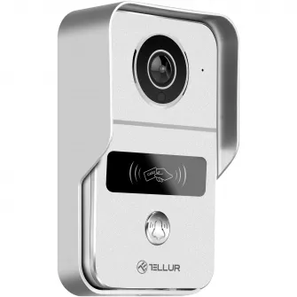 Sonerie inteligenta cu functie video interfon Tellur Smart TLL331511, Wi-Fi, 1080P, senzor de miscare, functie deschidere, MicroSD, IP54, Vedere pe timp de noapte 10m, Gri