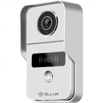 Sonerie inteligenta cu functie video interfon Tellur Smart TLL331511, Wi-Fi, 1080P, senzor de miscare, functie deschidere, MicroSD, IP54, Vedere pe timp de noapte 10m, Gri