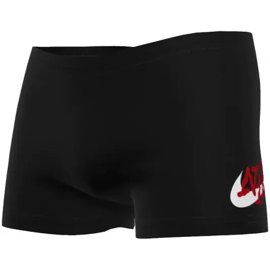 Sort inot piscina barbati Nike Scribble Square Leg, marime S, negru/rosu